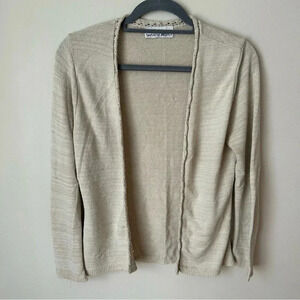Sweater Project Tan Beige Ivory Open Front Long Sleeve Cardigan Size Medium